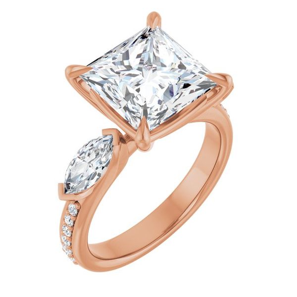 Claw-Prong Three-Stone Engagement Ring