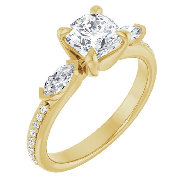 Claw-Prong Three-Stone Engagement Ring
