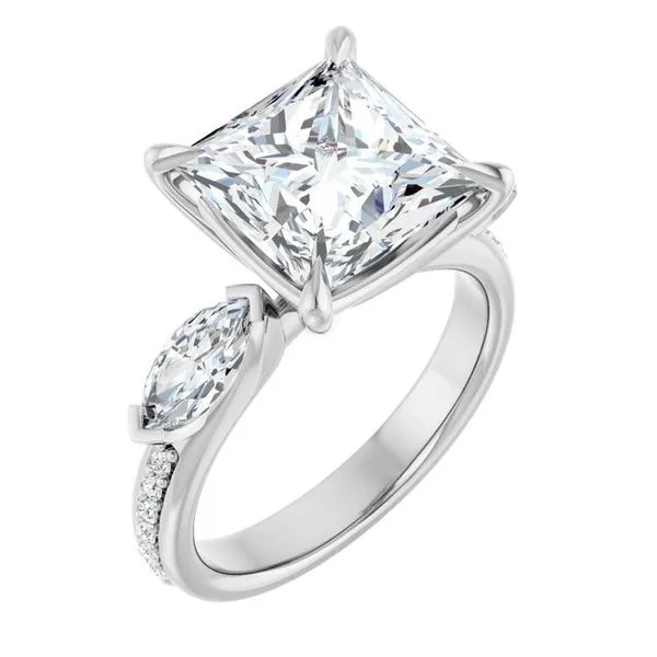 Claw-Prong Three-Stone Engagement Ring