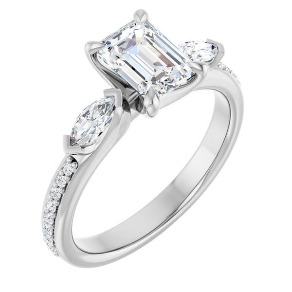Claw-Prong Three-Stone Engagement Ring