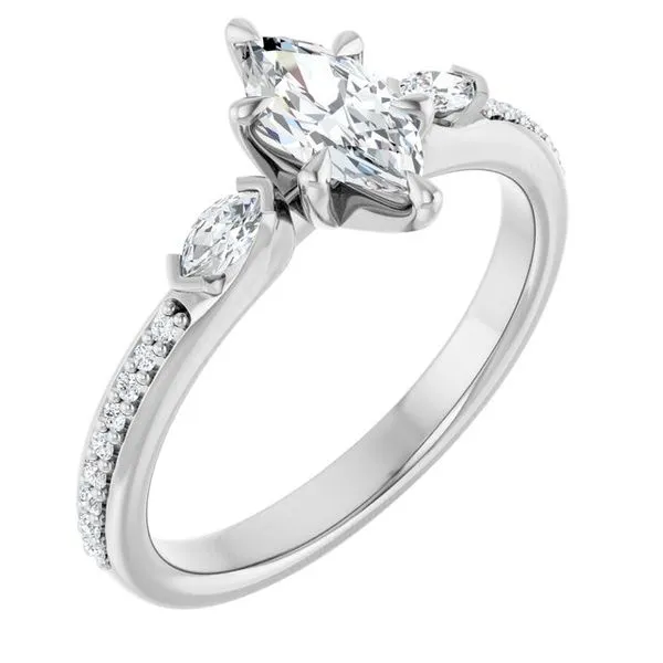 Claw-Prong Three-Stone Engagement Ring