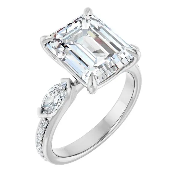 Claw-Prong Three-Stone Engagement Ring Stuart Benjamin & Co. Jewelry Designs San Diego, CA