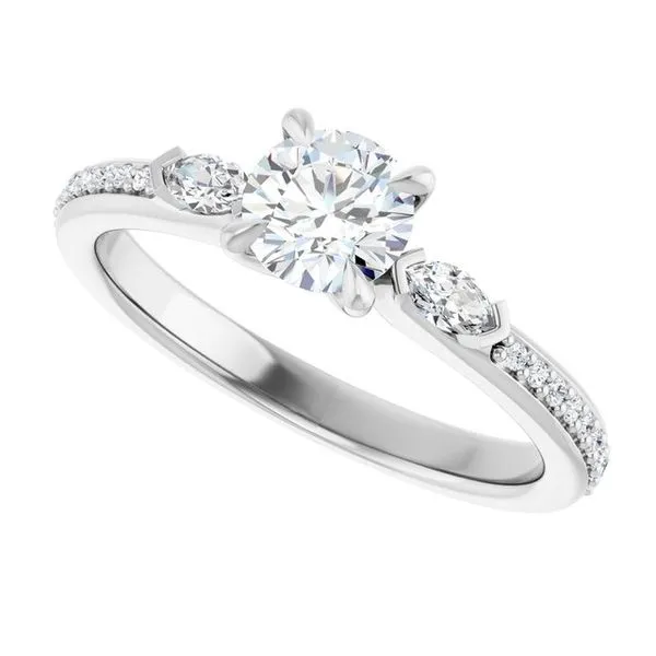 Claw-Prong Three-Stone Engagement Ring Image 5 Stuart Benjamin & Co. Jewelry Designs San Diego, CA