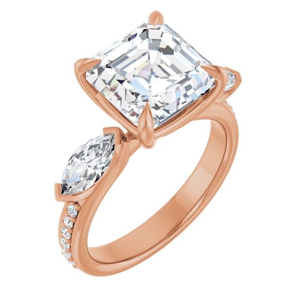 Claw-Prong Three-Stone Engagement Ring
