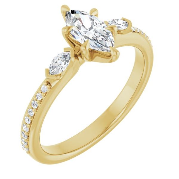 Claw-Prong Three-Stone Engagement Ring