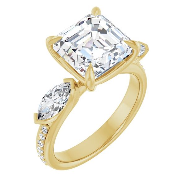Claw-Prong Three-Stone Engagement Ring