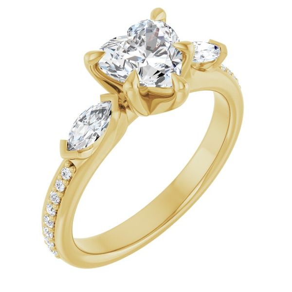 Claw-Prong Three-Stone Engagement Ring