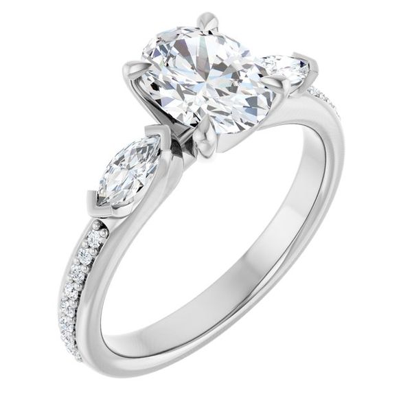 Claw-Prong Three-Stone Engagement Ring