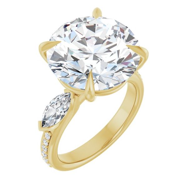 Claw-Prong Three-Stone Engagement Ring