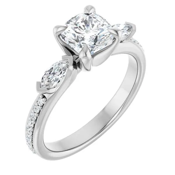 Claw-Prong Three-Stone Engagement Ring