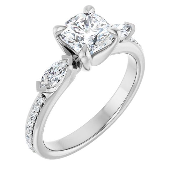 Claw-Prong Three-Stone Engagement Ring