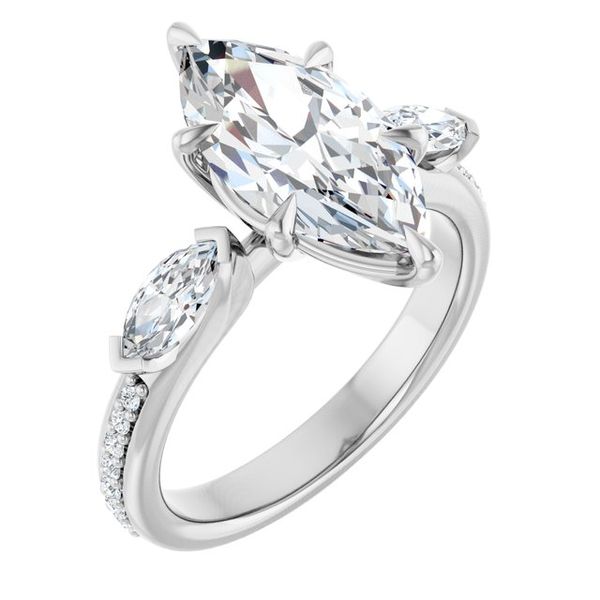 Claw-Prong Three-Stone Engagement Ring