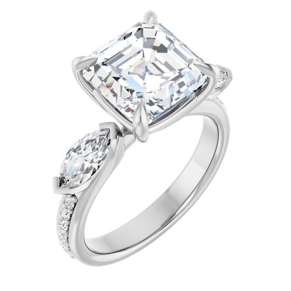 Claw-Prong Three-Stone Engagement Ring