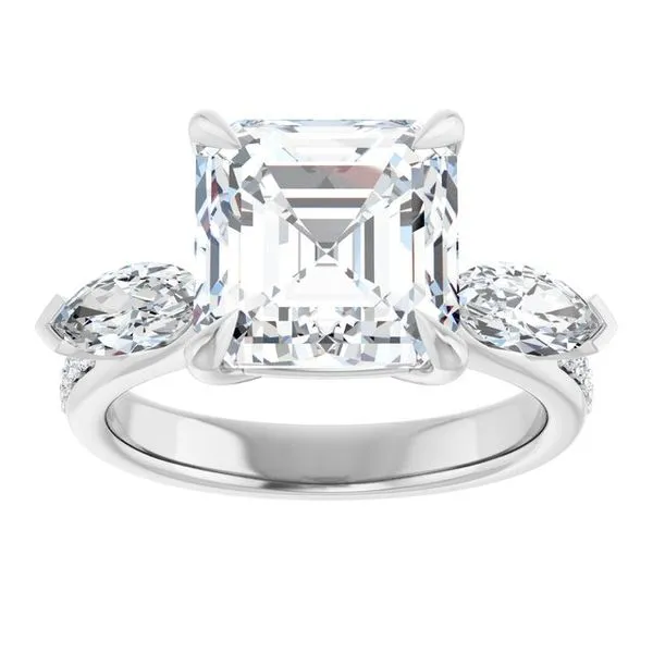 Claw-Prong Three-Stone Engagement Ring Image 3 J. Thomas Jewelers Rochester Hills, MI