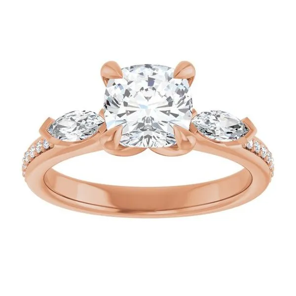 Claw-Prong Three-Stone Engagement Ring Image 3 Hudson Valley Goldsmith New Paltz, NY