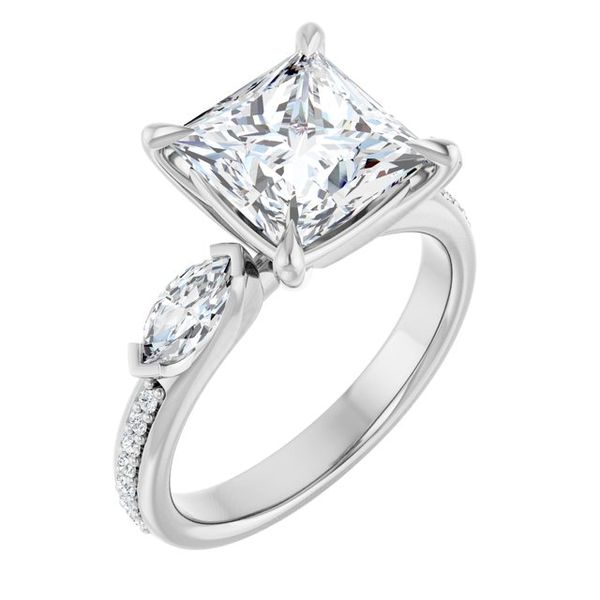 Claw-Prong Three-Stone Engagement Ring