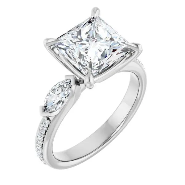 Claw-Prong Three-Stone Engagement Ring