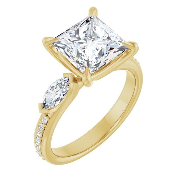 Claw-Prong Three-Stone Engagement Ring