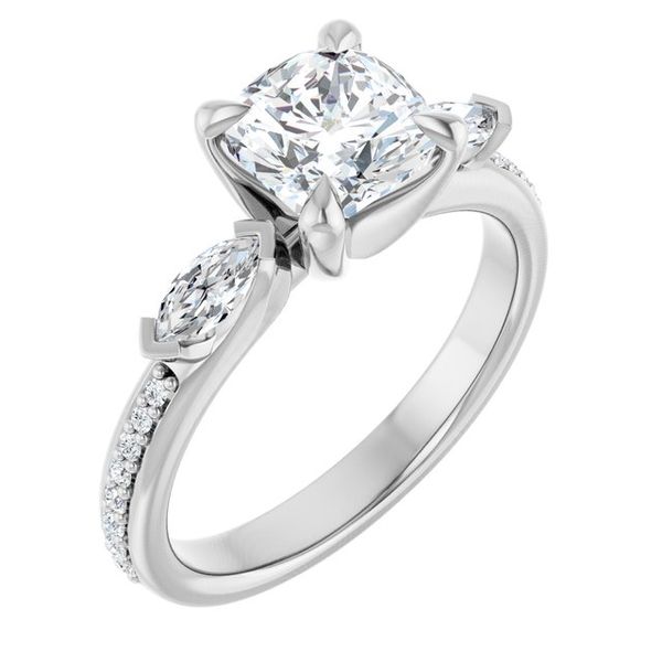Claw-Prong Three-Stone Engagement Ring