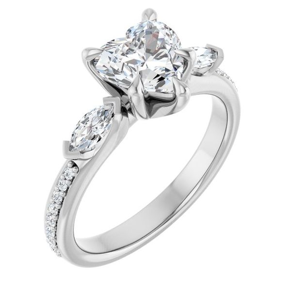 Claw-Prong Three-Stone Engagement Ring
