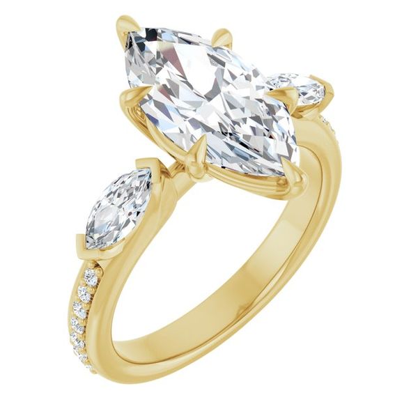 Claw-Prong Three-Stone Engagement Ring