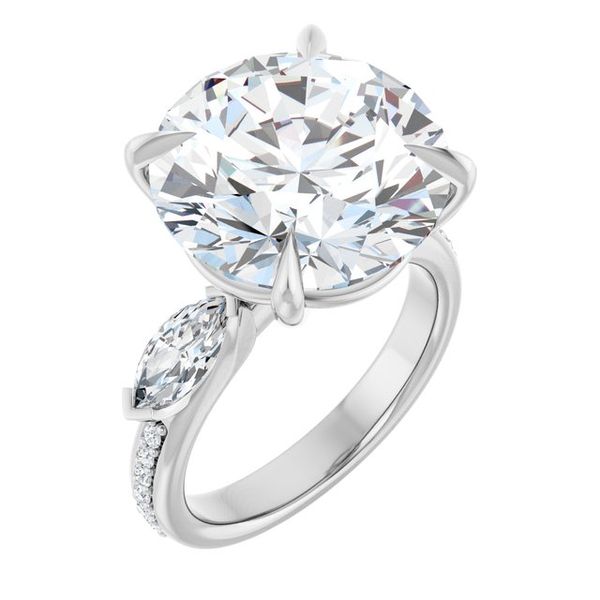 Claw-Prong Three-Stone Engagement Ring