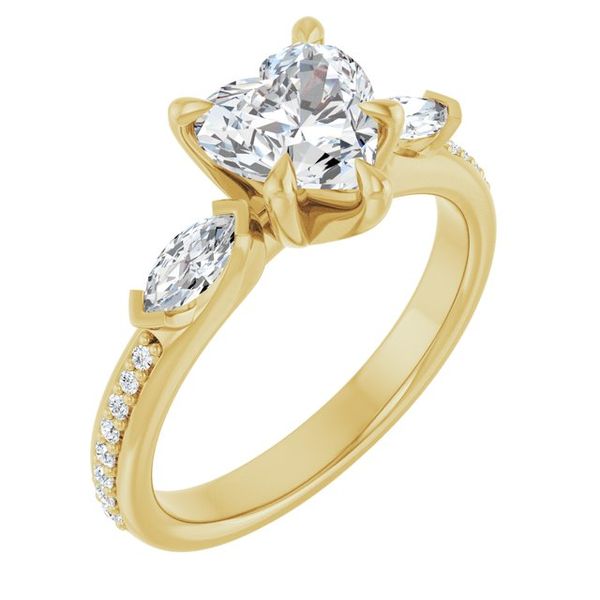 Claw-Prong Three-Stone Engagement Ring