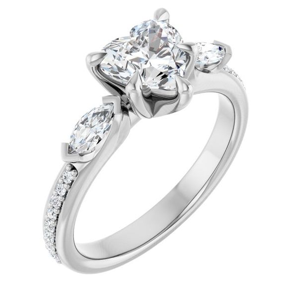 Claw-Prong Three-Stone Engagement Ring