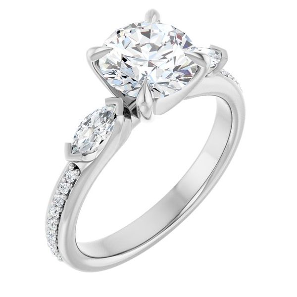 Claw-Prong Three-Stone Engagement Ring