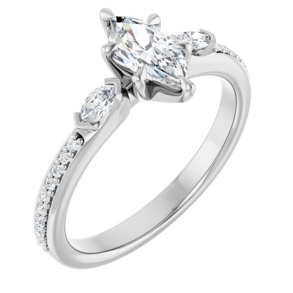 Claw-Prong Three-Stone Engagement Ring