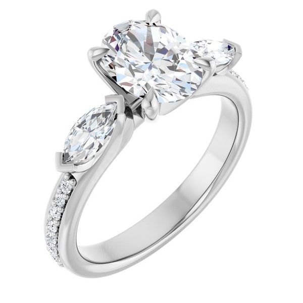 Claw-Prong Three-Stone Engagement Ring