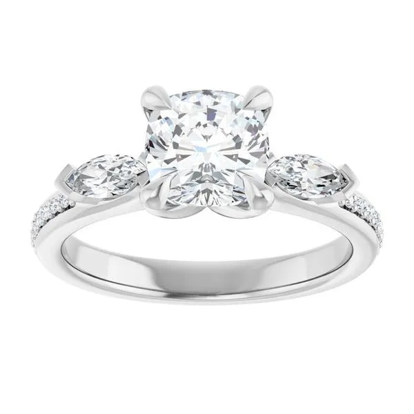 Claw-Prong Three-Stone Engagement Ring Image 3 J. Thomas Jewelers Rochester Hills, MI