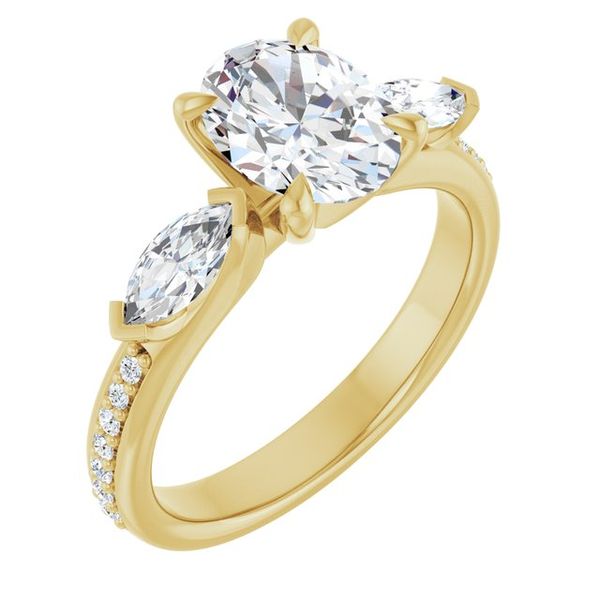 Claw-Prong Three-Stone Engagement Ring