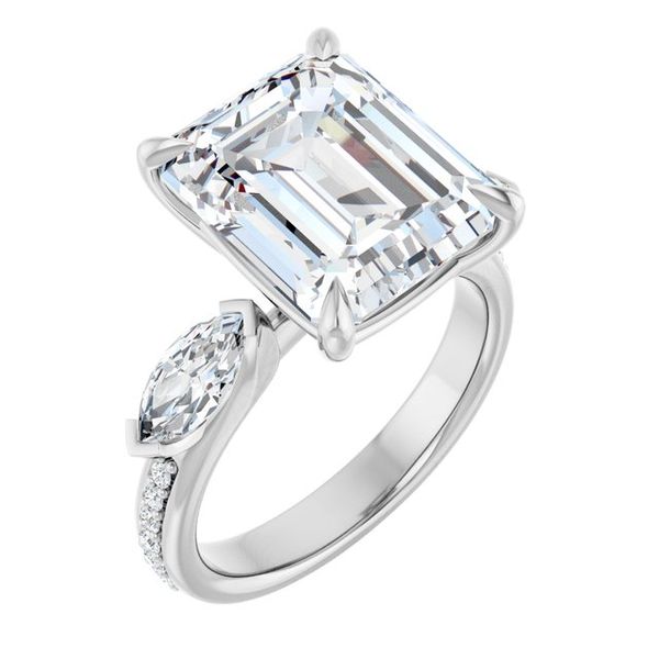 Claw-Prong Three-Stone Engagement Ring