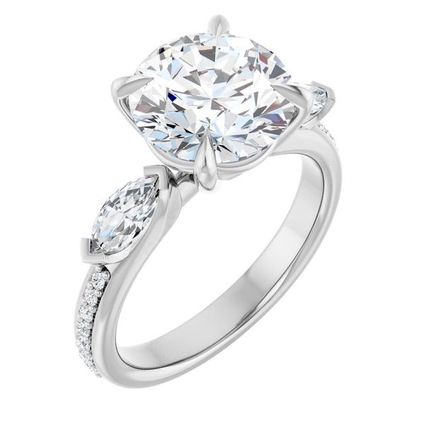 Claw-Prong Three-Stone Engagement Ring