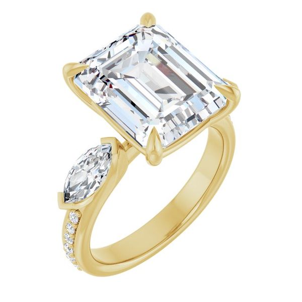 Claw-Prong Three-Stone Engagement Ring