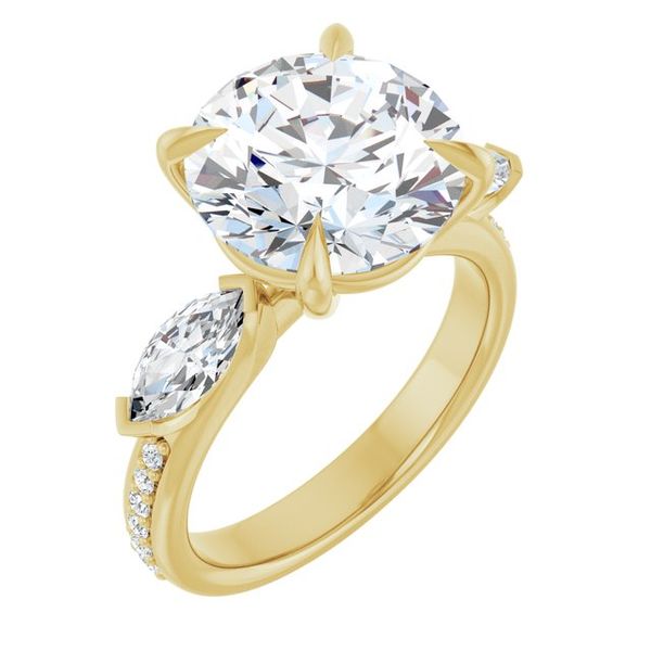 Claw-Prong Three-Stone Engagement Ring