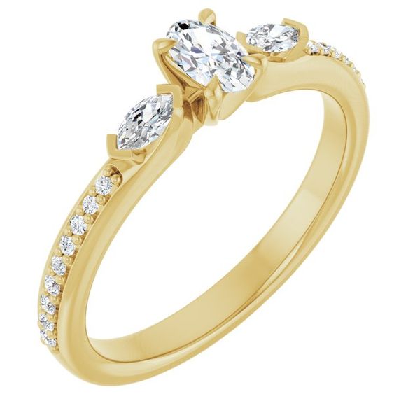 Claw-Prong Three-Stone Engagement Ring