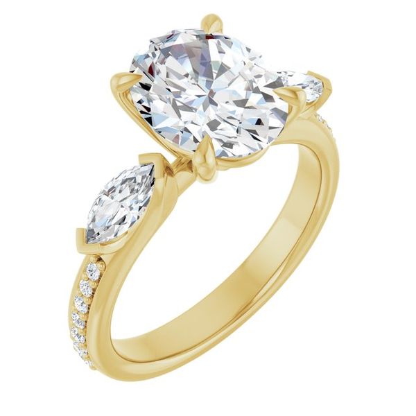 Claw-Prong Three-Stone Engagement Ring