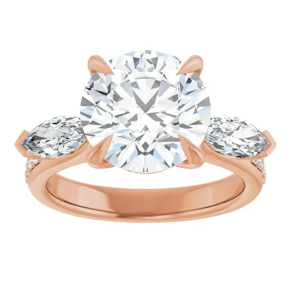 Claw-Prong Three-Stone Engagement Ring Image 3 Hudson Valley Goldsmith New Paltz, NY