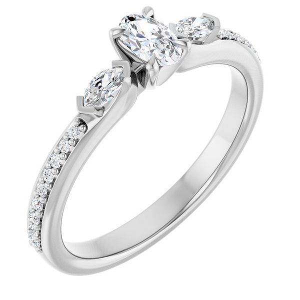 Claw-Prong Three-Stone Engagement Ring