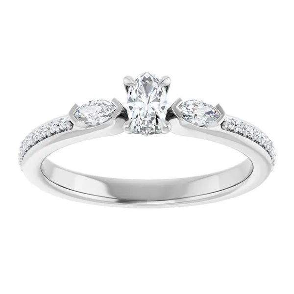 Claw-Prong Three-Stone Engagement Ring Image 3 Northwood Jewelers Northwood, OH