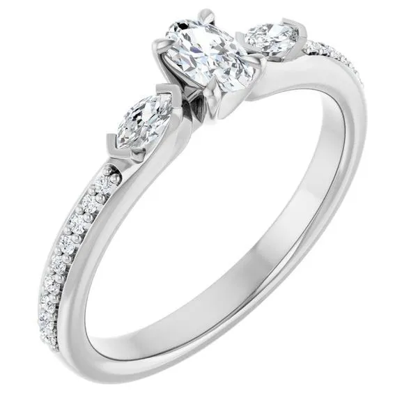 Claw-Prong Three-Stone Engagement Ring