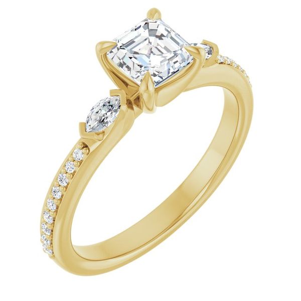 Claw-Prong Three-Stone Engagement Ring