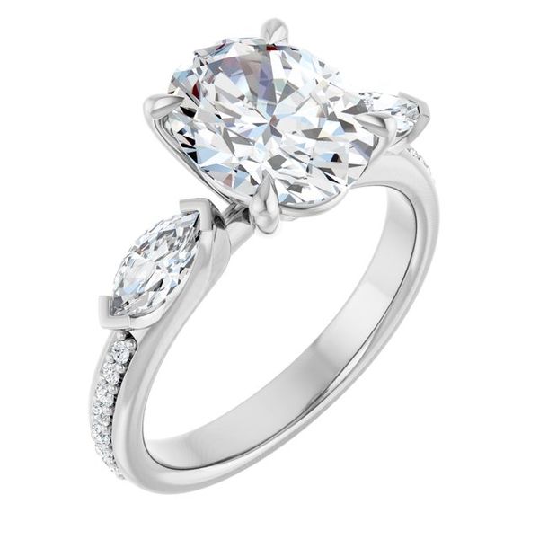 Claw-Prong Three-Stone Engagement Ring