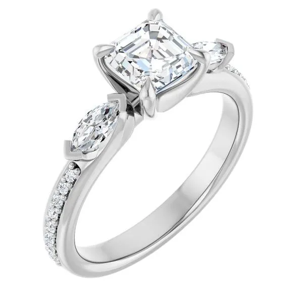 Claw-Prong Three-Stone Engagement Ring Futer Bros Jewelers York, PA