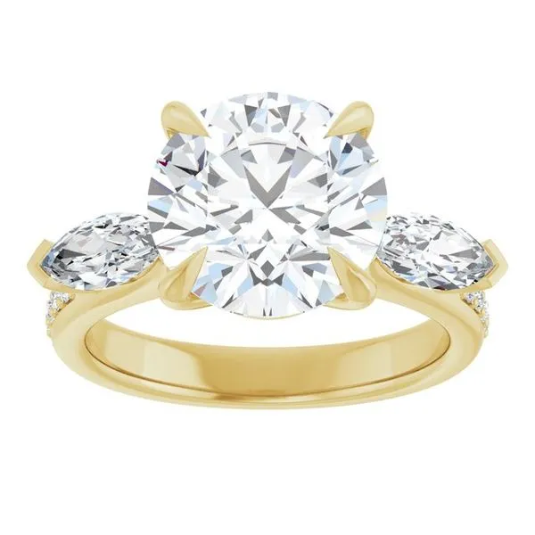 Claw-Prong Three-Stone Engagement Ring Image 3 Northwood Jewelers Northwood, OH