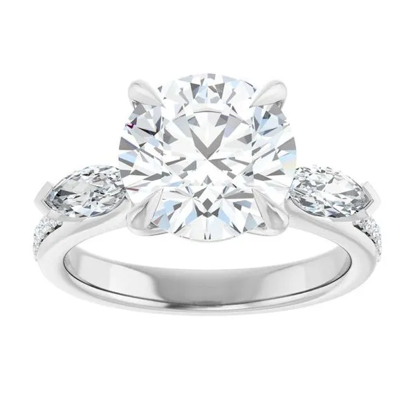 Claw-Prong Three-Stone Engagement Ring Image 3 J. Thomas Jewelers Rochester Hills, MI