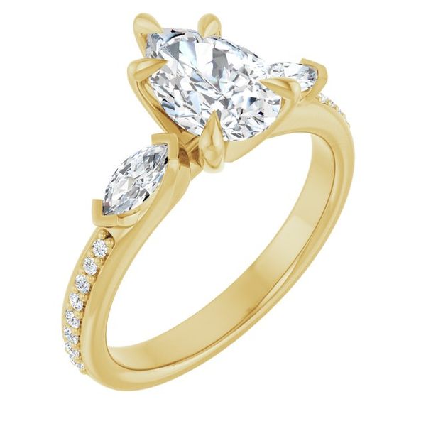 Claw-Prong Three-Stone Engagement Ring