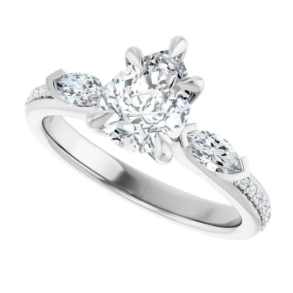 Claw-Prong Three-Stone Engagement Ring Image 5 J. Thomas Jewelers Rochester Hills, MI